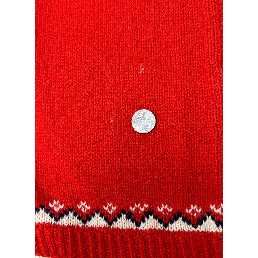 Vintage 1960's Husfliden Lillehammer Red Knit Wool‎ Sweater Made in Norway - Picture 4 of 11